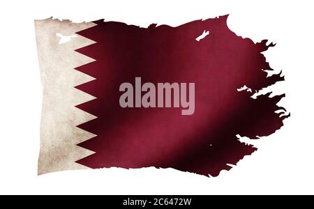 Illustration de drapeau de pays sale et déchirée / Qatar Banque D'Images