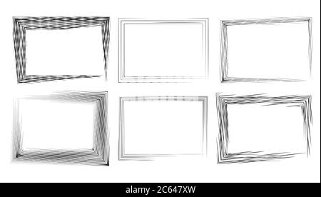Jeu de cadres rectangulaires avec traits et gravure. Vecteur pour votre conception Illustration de Vecteur