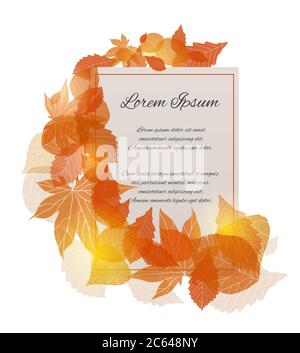 Carte vectorielle avec place pour votre texte.la lettre de remerciement. Invitation avec feuilles d'automne Illustration de Vecteur