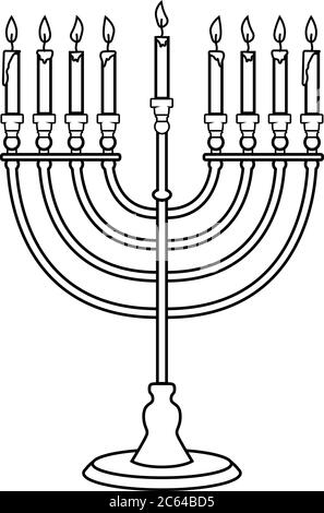 Illustration de la bougie Hanoukkah en style gravure isolée sur fond blanc. Élément de conception pour affiche, carte, bannière, panneau, emblème. Image vectorielle Illustration de Vecteur