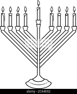 Illustration de la bougie Hanoukkah en style gravure isolée sur fond blanc. Élément de conception pour affiche, carte, bannière, panneau, emblème. Image vectorielle Illustration de Vecteur