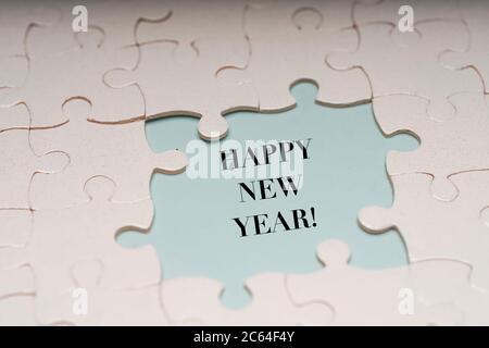 Bonne année avec pièces de puzzle Banque D'Images
