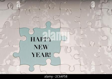 Bonne année avec pièces de puzzle Banque D'Images