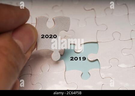 Bonne année avec pièces de puzzle Banque D'Images