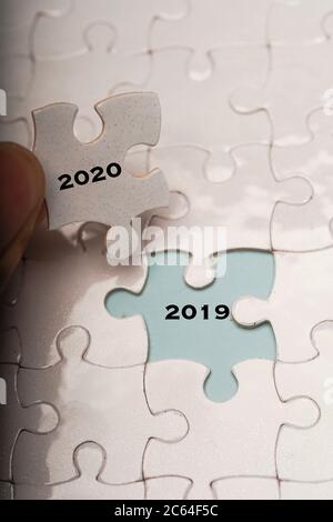 Bonne année avec pièces de puzzle Banque D'Images