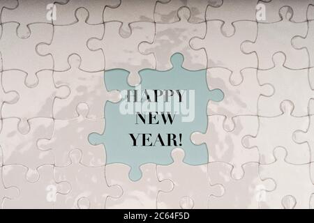 Bonne année avec pièces de puzzle Banque D'Images