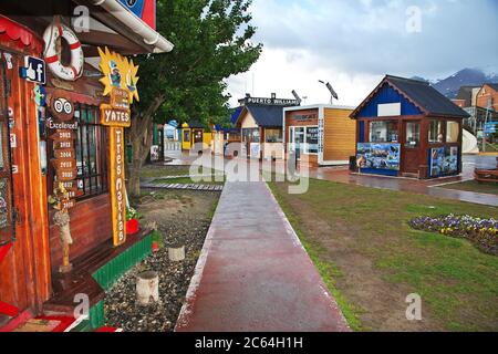 Le magasin de souvenirs de la ville d'Ushuaia sur la Tierra del Fuego, en Argentine Banque D'Images