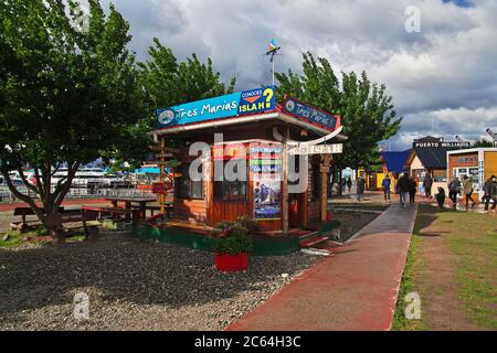 Le magasin de souvenirs de la ville d'Ushuaia sur la Tierra del Fuego, en Argentine Banque D'Images