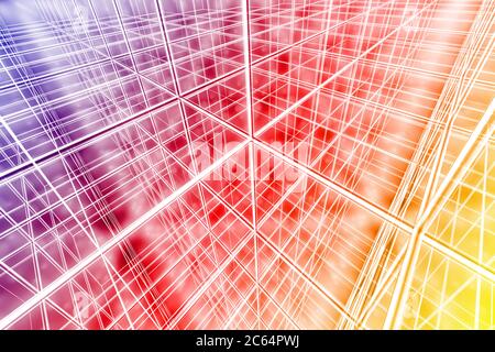 tesseract arrière-plan abstrait réseau cyber web multicolore 3D Banque D'Images