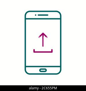 Icône unique de ligne vectorielle de téléchargement vers le téléphone Illustration de Vecteur