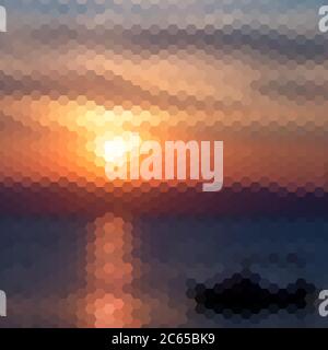 Motif rétro de coucher de soleil de formes géométriques Illustration de Vecteur