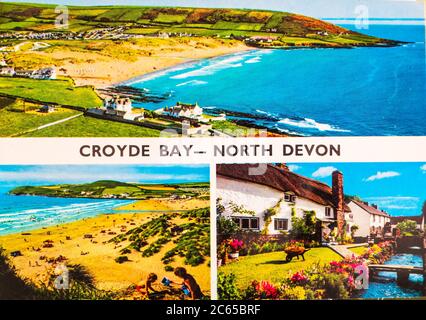 Kendal, Cumbria, Royaume-Uni 4 juillet 2020 carte postale couleur Vintage Picture de Croyde Bay Devon Royaume-Uni Banque D'Images