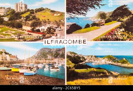 Kendal, Cumbria, Royaume-Uni 4 juillet 2020 carte postale couleur d'Ilfracombe Devon Royaume-Uni Banque D'Images
