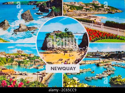 Kendal, Cumbria, Royaume-Uni 4 juillet 2020 carte postale couleur de Newquay Cornwall Royaume-Uni Banque D'Images