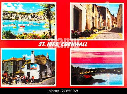 Kendal, Cumbria, Royaume-Uni 4 juillet 2020 carte postale couleur de St Ives Cornwall Royaume-Uni Banque D'Images