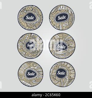 Jeu d'étiquettes et d'autocollants de solde Illustration de Vecteur