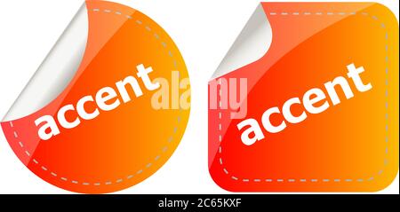 Autocollants d'accent mis sur le bouton-icône, blanc Banque D'Images