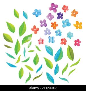 Éléments floraux vectoriels aquarelle. Illustration de Vecteur