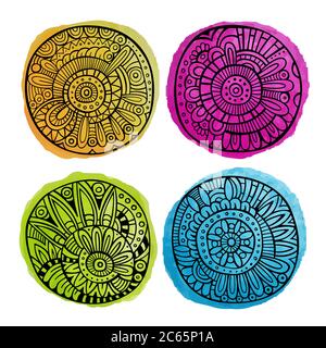 Ensemble d'éléments floraux vectoriels d'aquarelle décoratifs Illustration de Vecteur