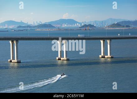 Pont Hong Kong-Zhuhai-Macao, île Lantau, Hong Kong Banque D'Images