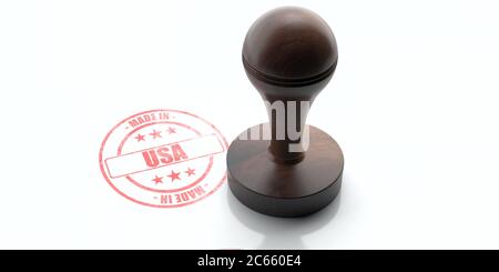 FABRIQUÉ AUX ÉTATS-UNIS, TIMBRE D'AUTHENTICITÉ. Estampille et tampon en caoutchouc rond en bois avec texte fabriqué aux états-unis isolé sur fond blanc. Message de sécurité de production Banque D'Images