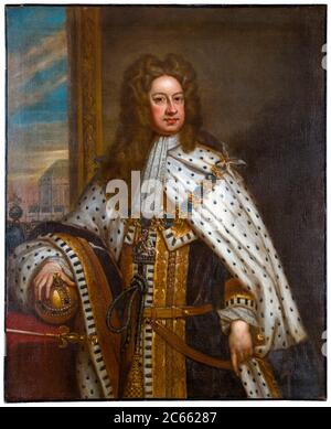 Roi George I de Grande-Bretagne et d'Irlande (1660-1727), règne (1714-1727), portrait peint par Sir Godfrey Kneller, 1714 Banque D'Images
