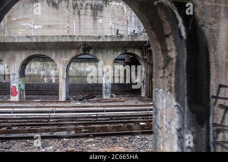 Ancienne ligne de métro à New York, Etats-Unis Banque D'Images