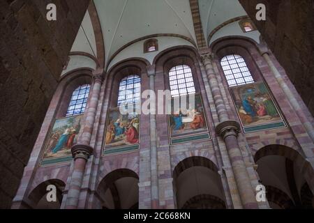 Johannes Schraudolph peint dans la nef, cathédrale de Speyer, cathédrale de Speyer, cathédrale impériale, site du patrimoine mondial de l'UNESCO, Rhénanie-Palatinat, Allemagne Banque D'Images