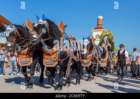 Entrée à l'Oktoberfest hôtes et brasseries à l'Oktoberfest de Munich, Ludwigsvorstadt, Munich, haute-Bavière, Bavière, sud de l'Allemagne, Allemagne, Europe Banque D'Images