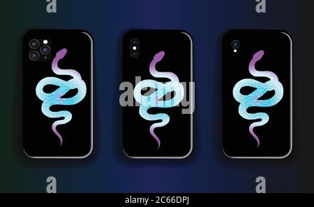 Serpent Viper. Illustration vectorielle dessinée à la main. Conception de la housse pour smartphone. Modèle de smartphone Illustration de Vecteur