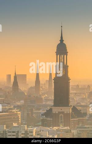 Allemagne, Hambourg, centre-ville, horizon, église Saint Michel, églises Banque D'Images