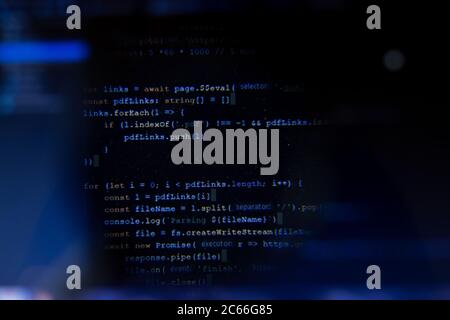 Code de programmation sur l'écran en gros plan Banque D'Images