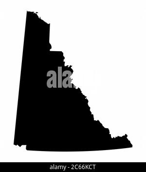 Carte de silhouette sombre du territoire du Yukon Illustration de Vecteur