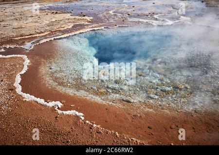 Sud-Ouest de l'Islande, cercle d'or, Geysir, Laugarvatn dans la vallée de Haukadalur Banque D'Images