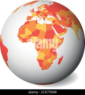 Carte politique vierge de l'Afrique. Globe terrestre 3D avec carte orange. Illustration vectorielle. Illustration de Vecteur