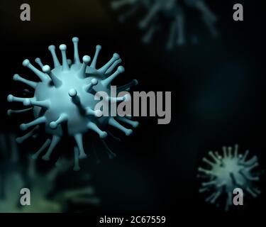 illustration 3d. Rendu. Coronavirus COVID-19. 2019-nCoV . Pandémie et virus. Concept de santé médicale. Rendu. Modèle pour Banque D'Images