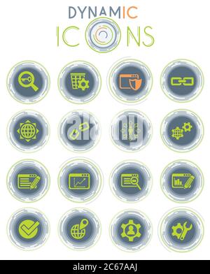 icônes dynamiques de développement et de référencement Illustration de Vecteur