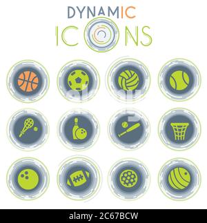 icônes dynamiques de ballons de sport Illustration de Vecteur