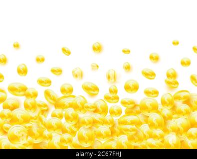 Pièces d'or tombant sur fond blanc. Explosion réaliste de pièces de monnaie dorées. ensemble de pièces 3d. Bingo, jackpot, casino, élément de conception de gain. Concept d'argent comptant. Illustration de Vecteur