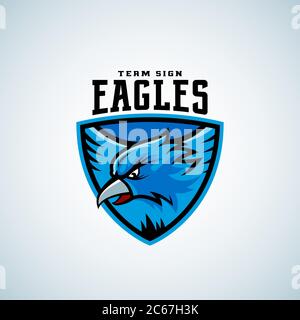 Aigle dans un bouclier. Modèle abstrait Vector Sport Emblem. Logo League ou Team. Affiche équipe universitaire. Illustration de Vecteur