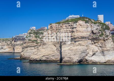 Pigeon Rock dans la région de Raouche à Beyrouth, Liban Banque D'Images