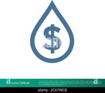 Symbole Drop Water Dollar icône modèle de logo vectoriel Illustration Design. EPS vectoriel modifiable 10. Illustration de Vecteur