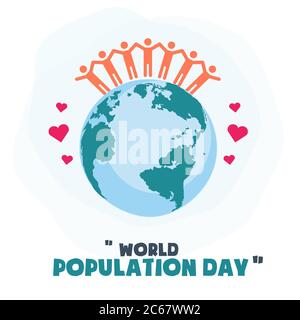 Journée mondiale de la population, l'amitié des gens sur Terre globe, affiche, modèle pour le web, illustration vectorielle Illustration de Vecteur