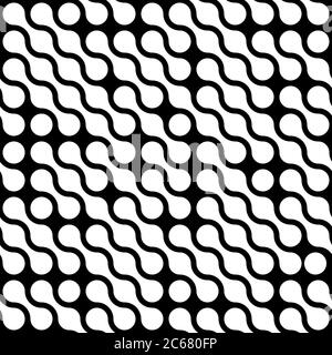 Arrière-plan abstrait de points blancs reliés en diagonale sur fond noir. Papier peint de thème de molécule. Illustration vectorielle de motif fluide. Illustration de Vecteur