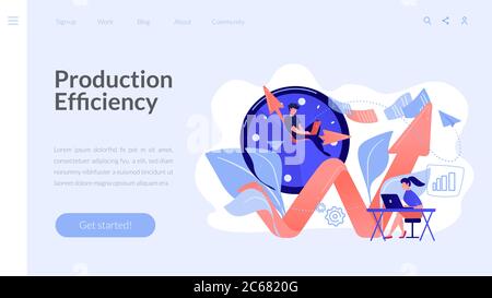 Page de renvoi du concept de productivité. Illustration de Vecteur