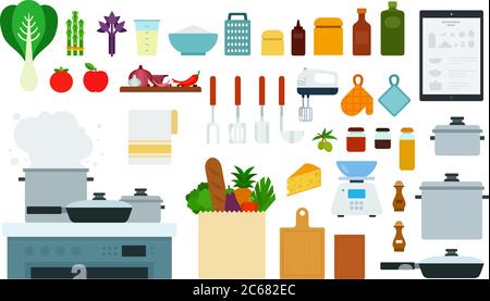 Ensemble d'icônes de dispositifs de cuisine vecteur plat Illustration de Vecteur