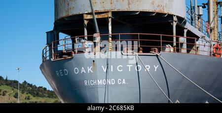 SS Red Oak Victory, navire militaire de la Seconde Guerre mondiale en restauration, point Richmond, Californie, États-Unis Banque D'Images