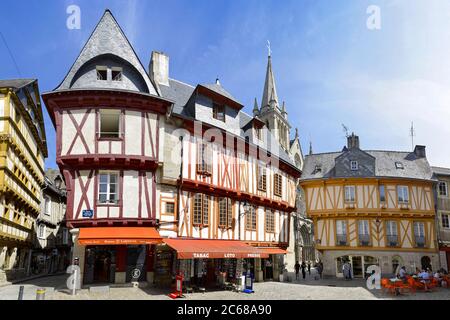 Maisons à colombages dans la ville médiévale de Morbihan, vannes, Bretagne, France Banque D'Images