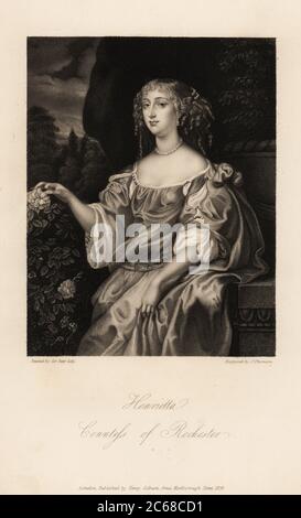 Henrietta Hyde, comtesse de Rochester, épouse de Laurence Hyde, 1er comte de Rochester, anciennement Lady Henrietta Boyle, une des beautés de Windsor, 1646-1687. Gravure en acier par J. Thomas après un portrait de Sir Peter Lely tiré des mémoires de Mme Anna Jameson sur les beautés de la Cour du Roi Charles le second, Henry Coburn, Londres, 1838 Banque D'Images