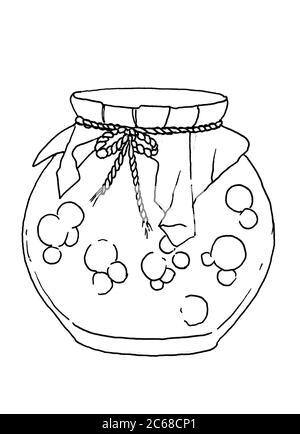 pot de confiture de canneberges sur fond blanc Banque D'Images